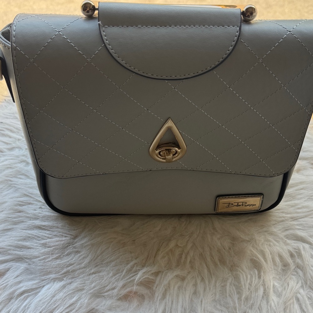 Elegant Gray Quilted Women's Bag Bella Russo new